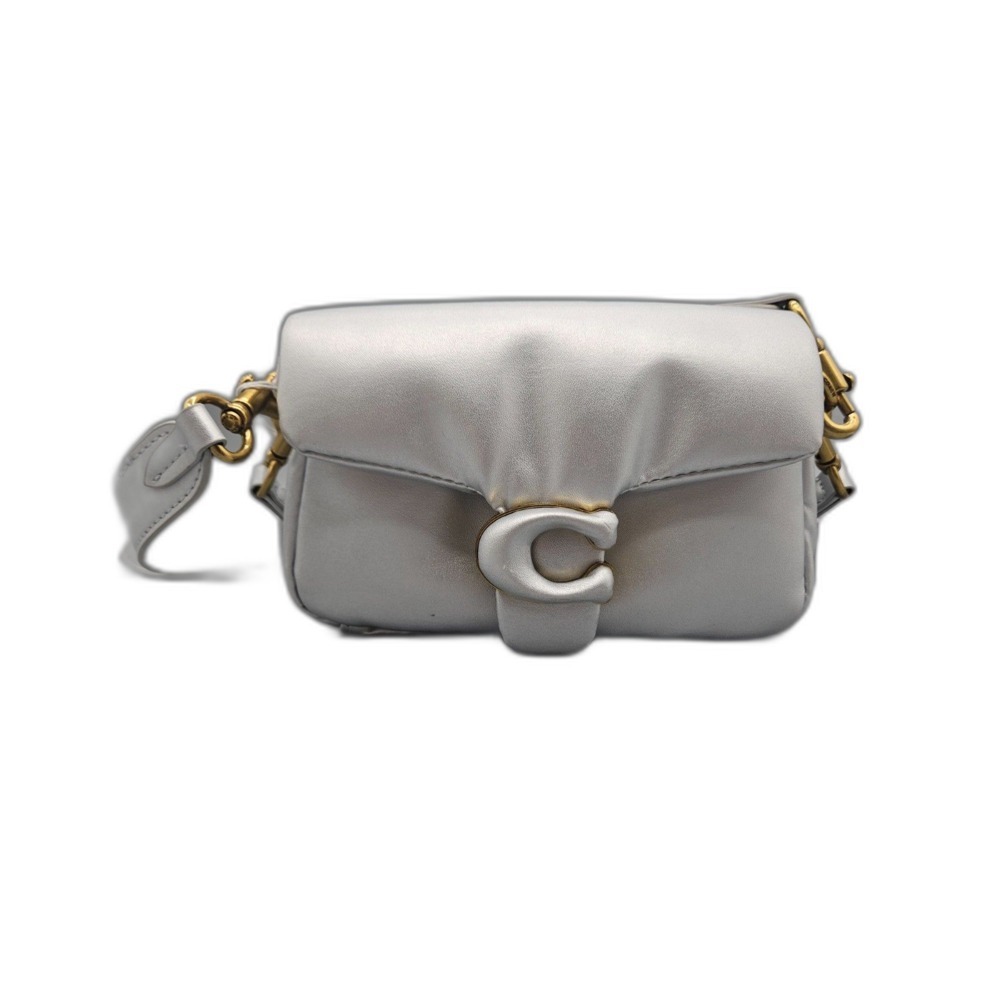 COACH C3880 Pillow Tabby Mini Metallic Silver Leather Shoulder Bag [GNH022385]